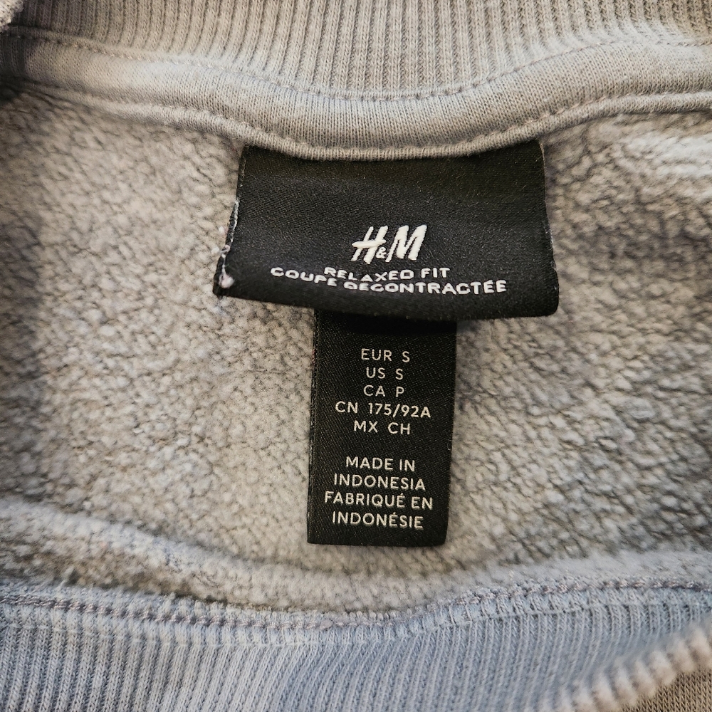🟣 Sz S H&M Relaxed Fit Cotton Blend Stone Grey Sweater - Picture 2 of 5